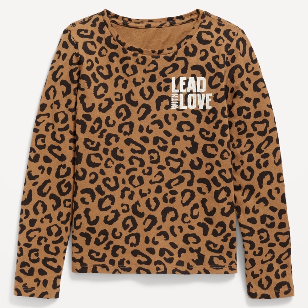 NWT. Old Navy Girl’s Long Sleeve Leopard Print Tshirt. Size M (8).